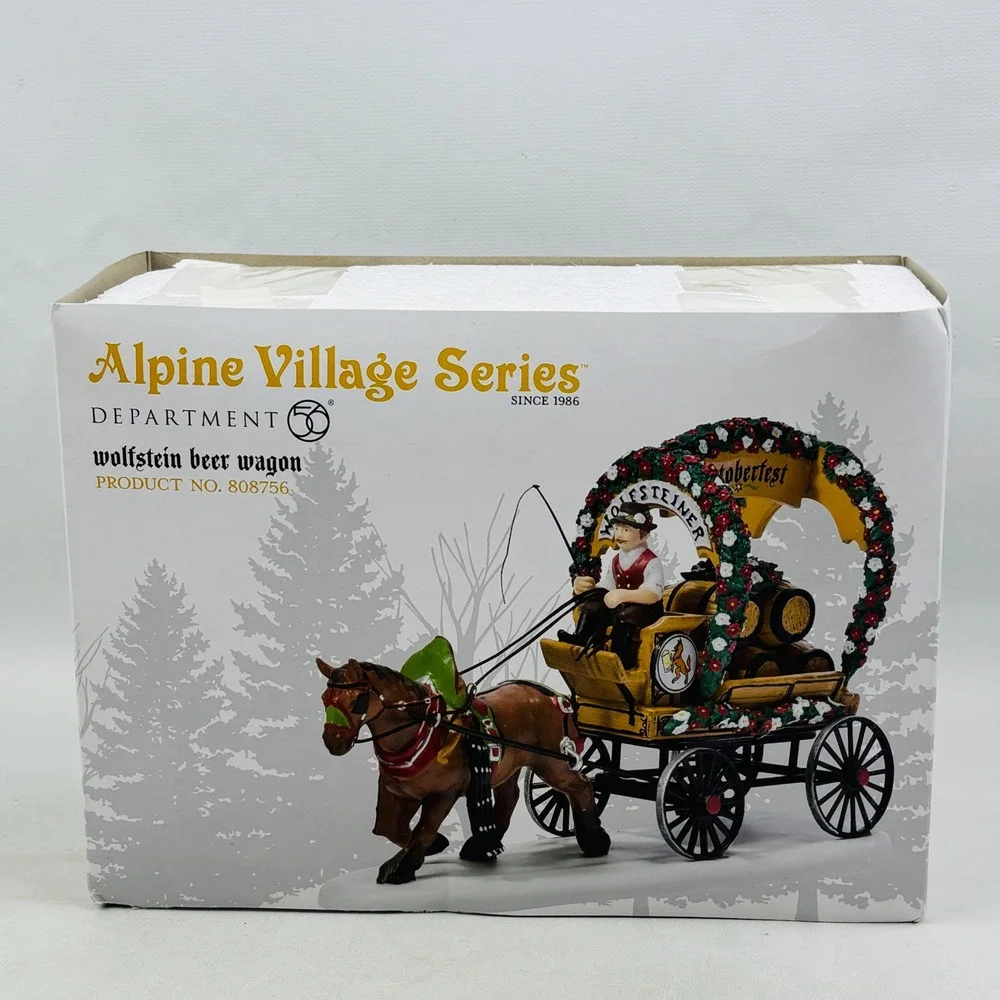 Dept 56 Alpine Village Wolfstein Beer Wagon Oktoberfest Horse Carriage 808756‎